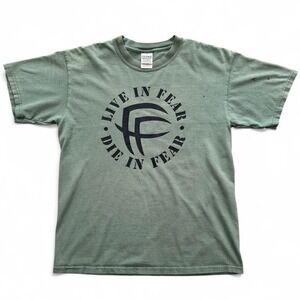 Vintage 2000s Army Green Fear Factory Numetal Band Merch T-shirt Medium 20x26